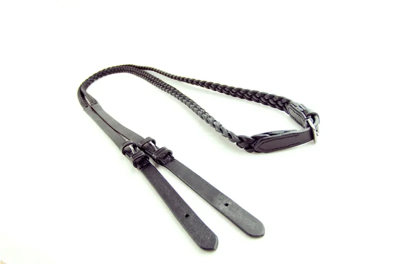 Dever Ascot Platinum 1/2in Plaited Reins Pony Brown-1