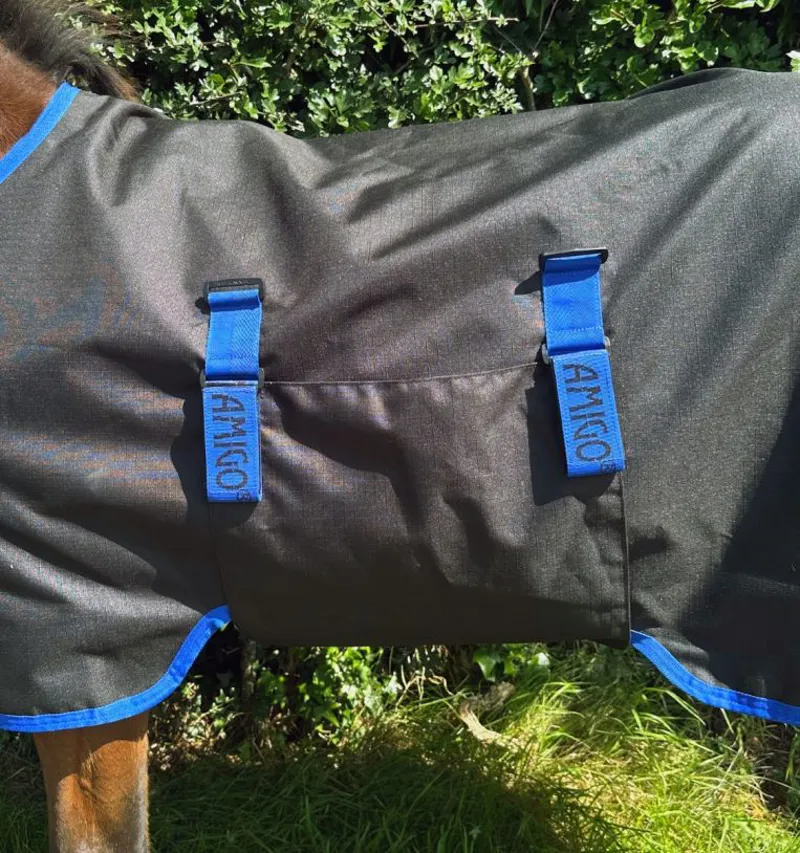 Amigo Ripstop 900D Foal Turnout 50g Light Weight Rug Black/Classic Blue-2