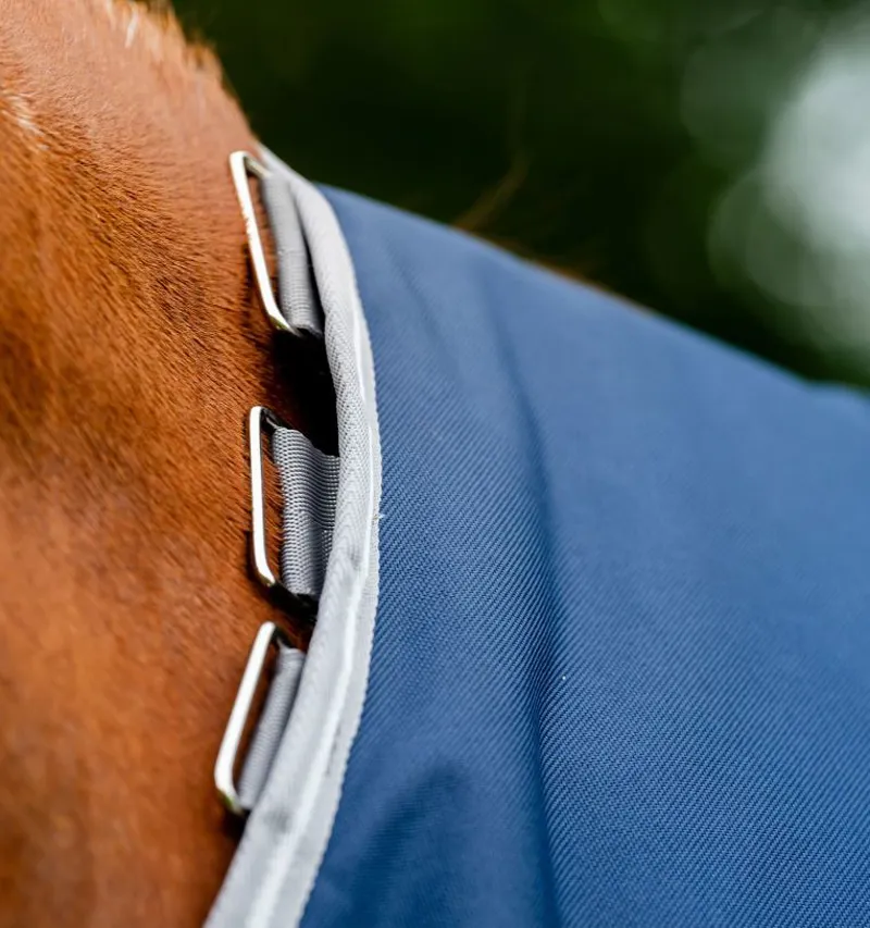 Amigo1200D Plus 250g Medium Weight Detachable Neck Turnout Rug Navy/Titanium/Grey/Silver-2