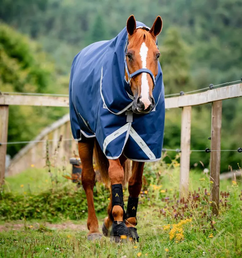 Amigo1200D Plus 250g Medium Weight Detachable Neck Turnout Rug Navy/Titanium/Grey/Silver