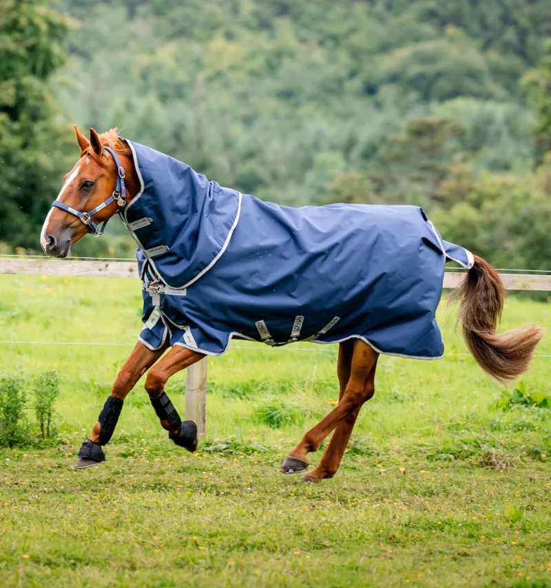 Amigo1200D Plus 250g Medium Weight Detachable Neck Turnout Rug Navy/Titanium/Grey/Silver-3