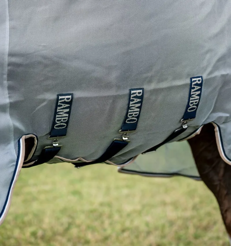 Horseware Rambo Protector Fly Rug Integrated Silver/Navy/White/Beige-2