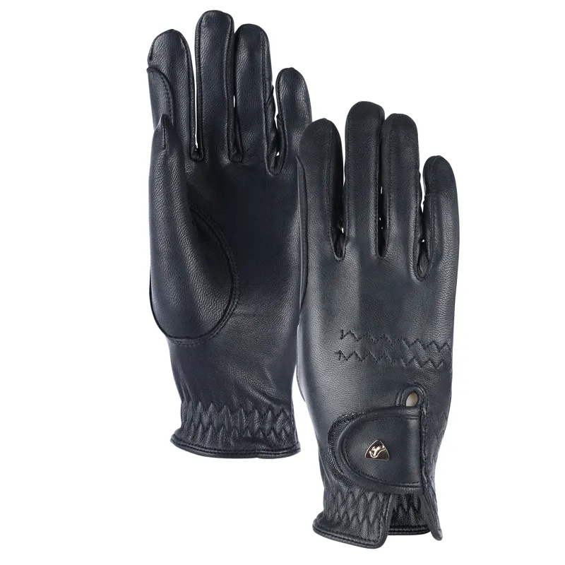 Shires Aubrion Estade Leather Riding Gloves Black