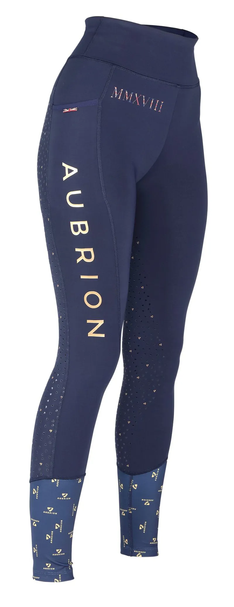 Shires Aubrion Team  Ladies Riding Tights Navy-2