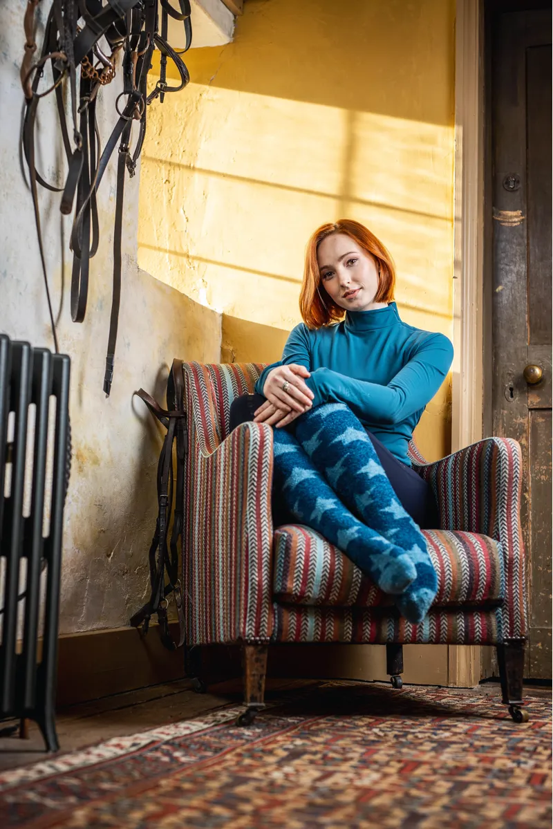 LeMieux Adult Fluffies Socks Stars Marine-2