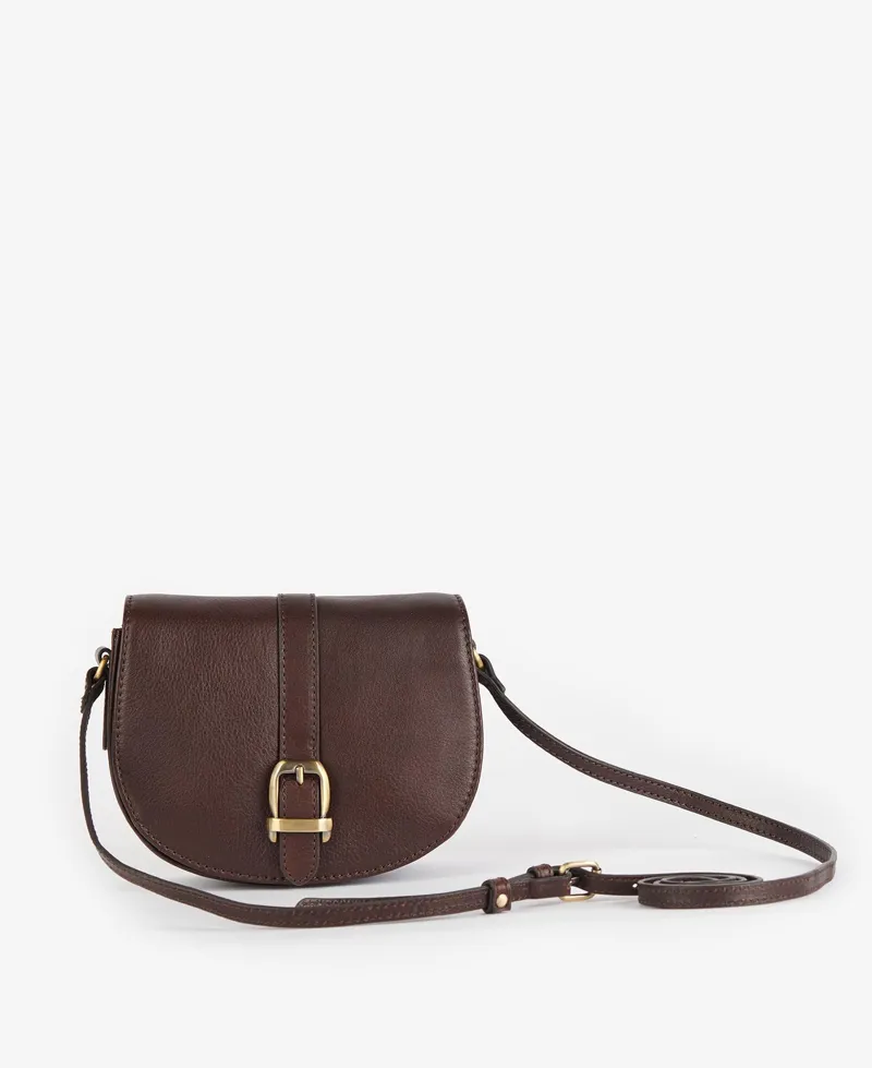 Barbour Laire Leather Saddle Bag Dark Brown-4