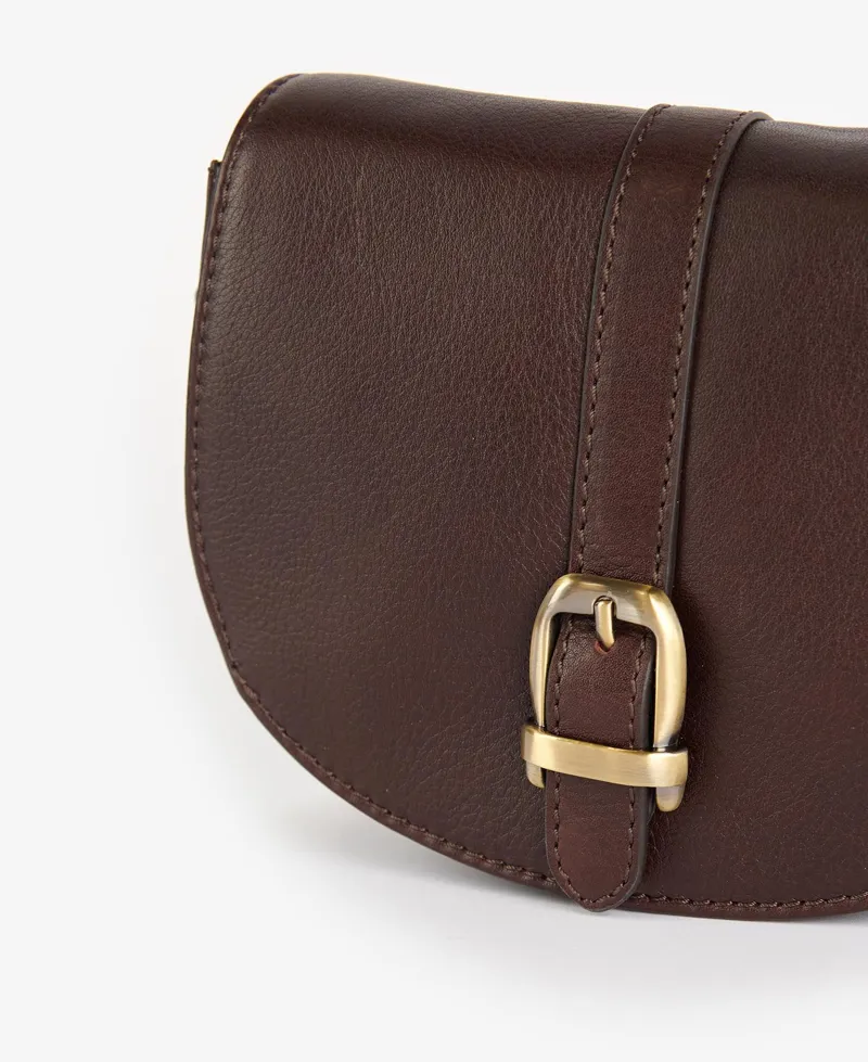 Barbour Laire Leather Saddle Bag Dark Brown-3