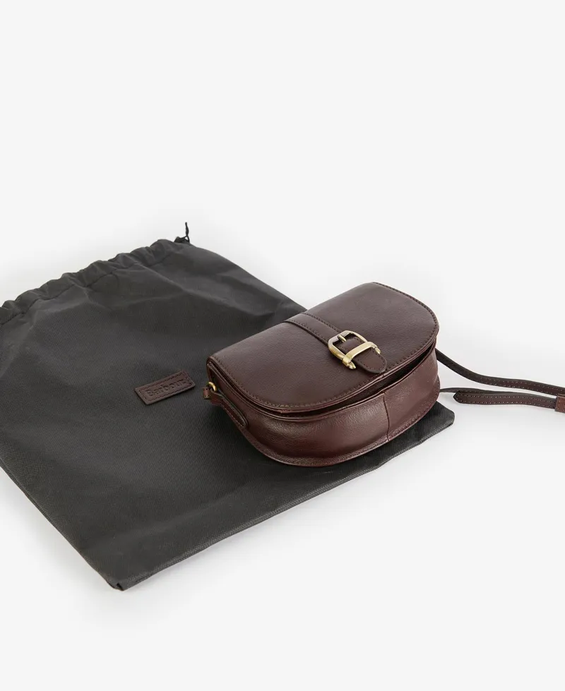 Barbour Laire Leather Saddle Bag Dark Brown-8