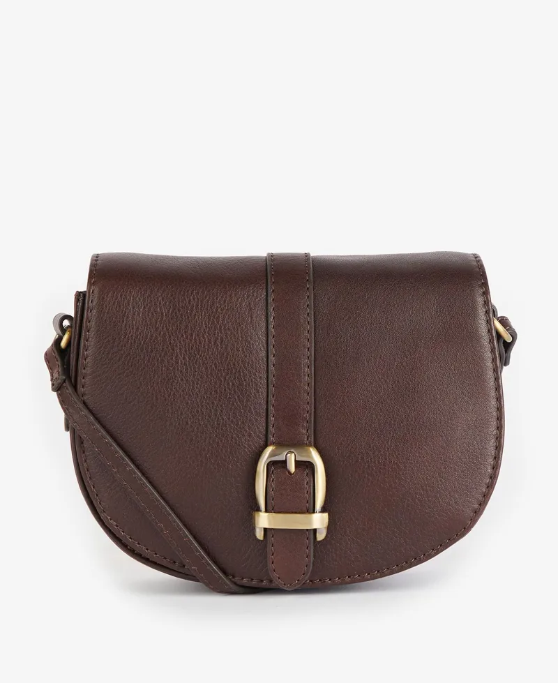 Barbour Laire Leather Saddle Bag Dark Brown