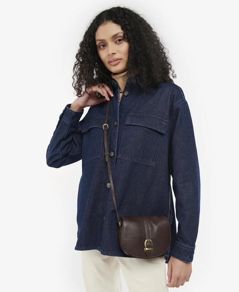 Barbour Laire Leather Saddle Bag Dark Brown-1