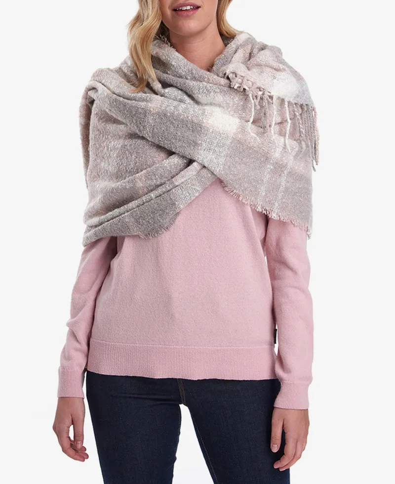 Barbour Ladies Boucle Scarf Soft Pink-3