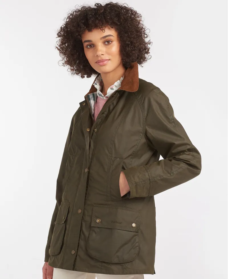 Barbour Ladies Aintree Wax Jacket Royal Navy/Pink Olive Tartan-6