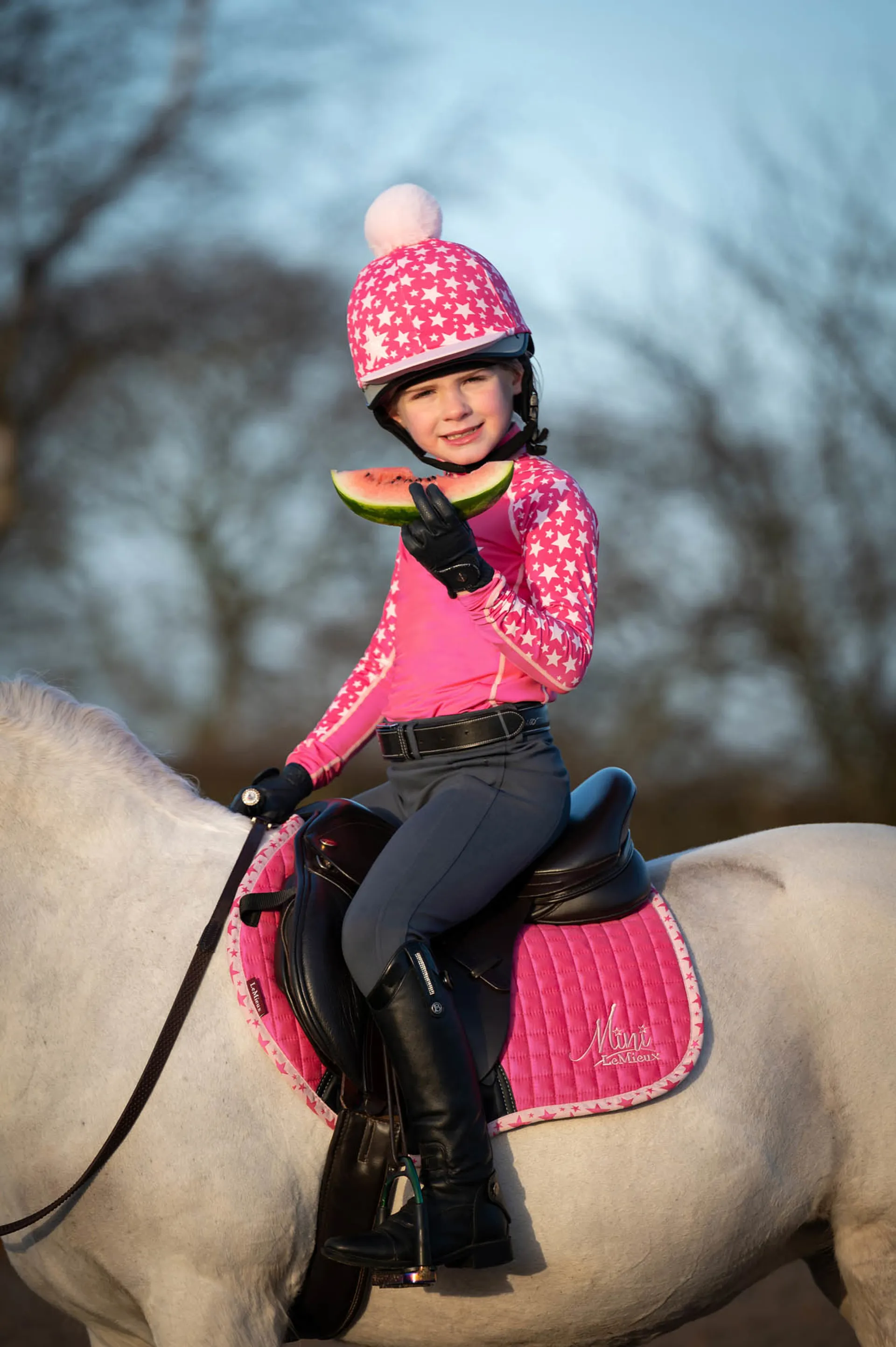 LeMieux Mini Pom Pom Hat Silk Watermelon
