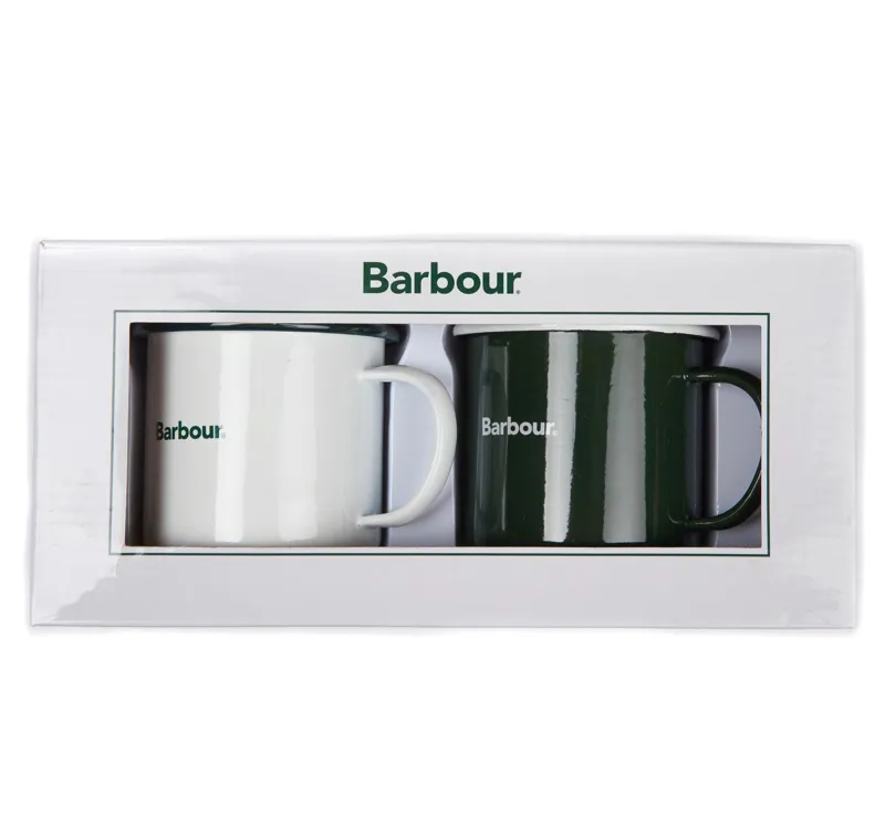 Barbour Enamel Mug Gift Set White/Green