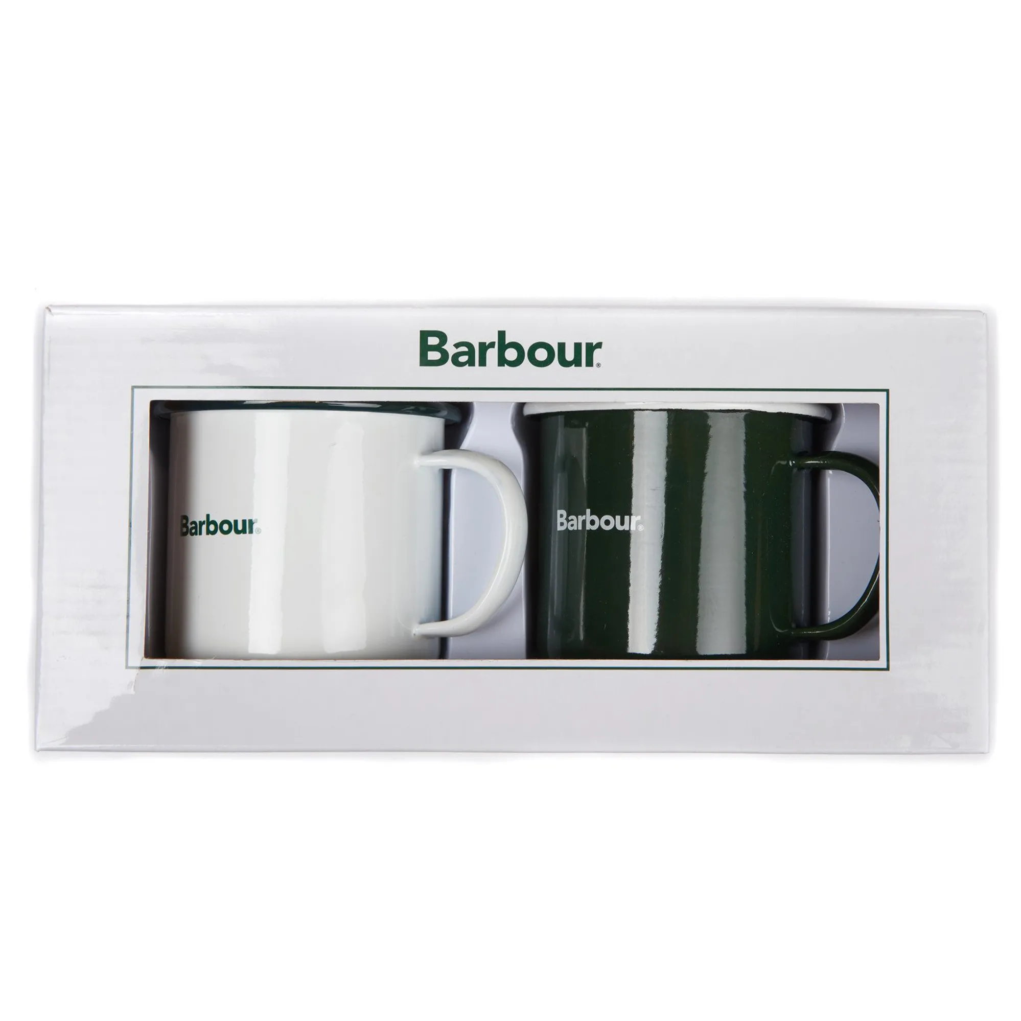 Barbour Enamel Mug Gift Set White/Green
