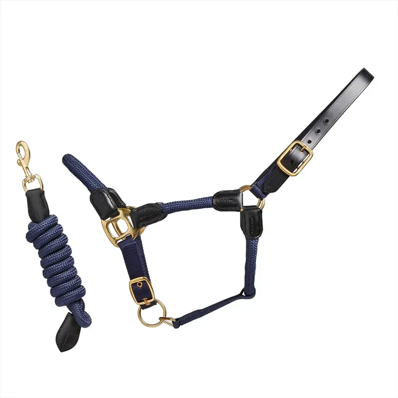 Cameo Rope Headcollar And Lead Rope Navy