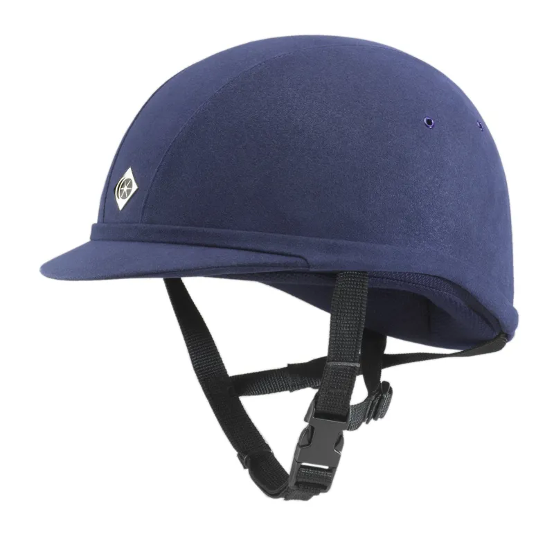 Charles Owen YR8 Suede Riding Hat Round Fit Navy/Navy-4