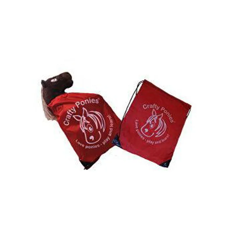 Crafty Ponies Draw String Bag Red