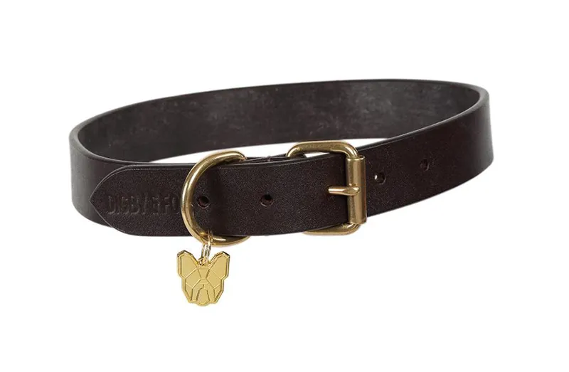 Digby and Fox Flat Leather Collar Brown
