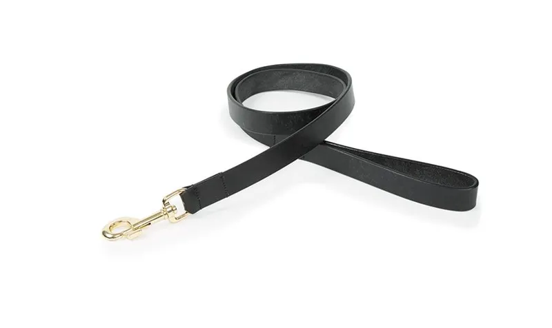 Digby and Fox Flat Lead Leather Dog Lead Black
