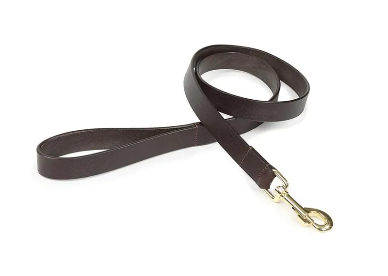 Digby and Fox Flat Lead Leather Dog Lead  Brown