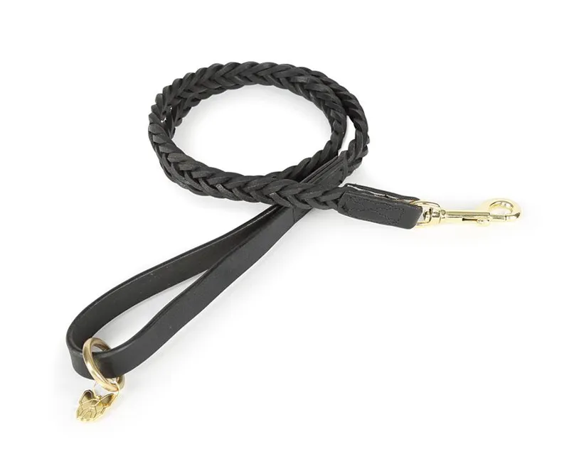 Digby and Fox Plaited Dog Lead 110cm Black