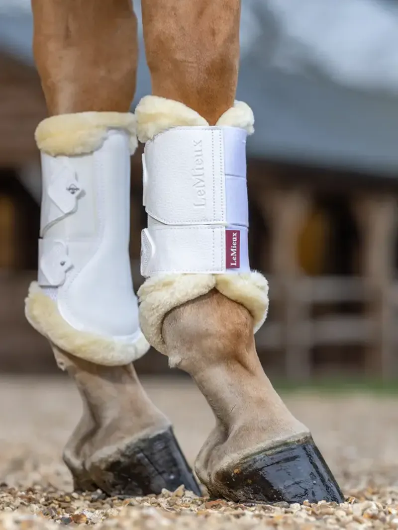 Lemieux Fleece Edged Mesh Brushing Boots White/Natural-3