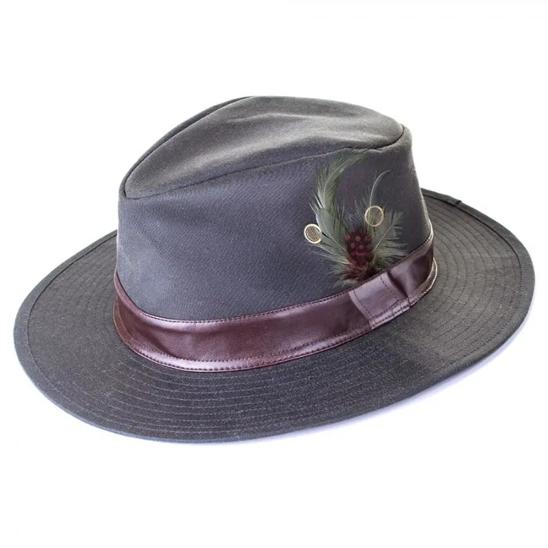 Heather Rambler Wax Trilby Hat Olive