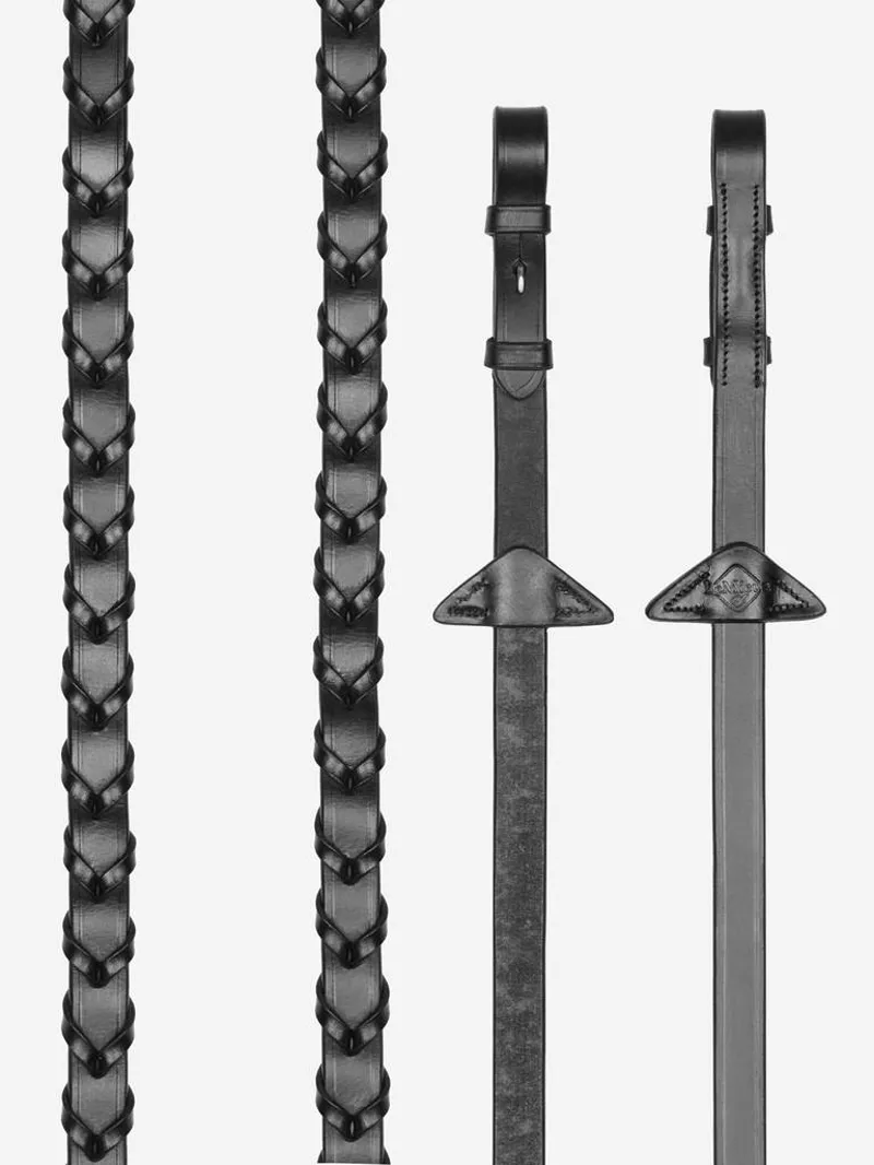 LeMieux Leather Laced Reins Black/Silver-1