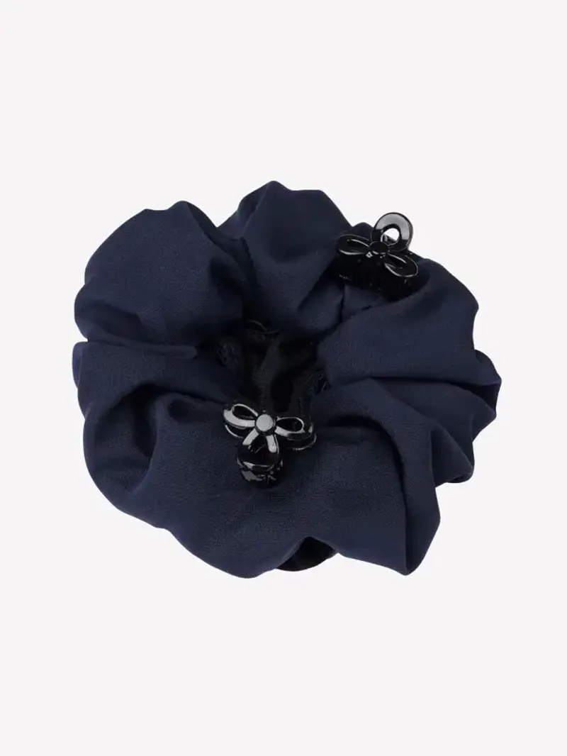 LeMieux Scrunchie with Crystal Hair Net Navy/Black-1