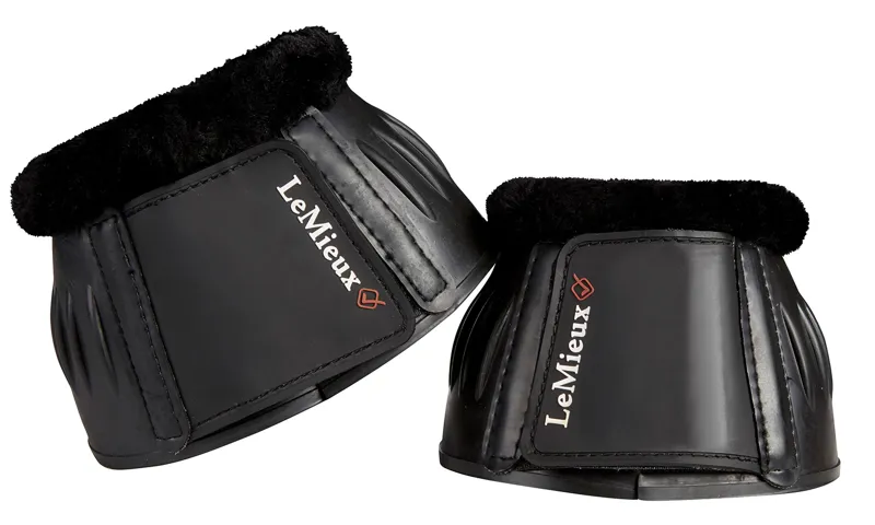 LeMieux Rubber Bell Boots With Fleece Trim Black