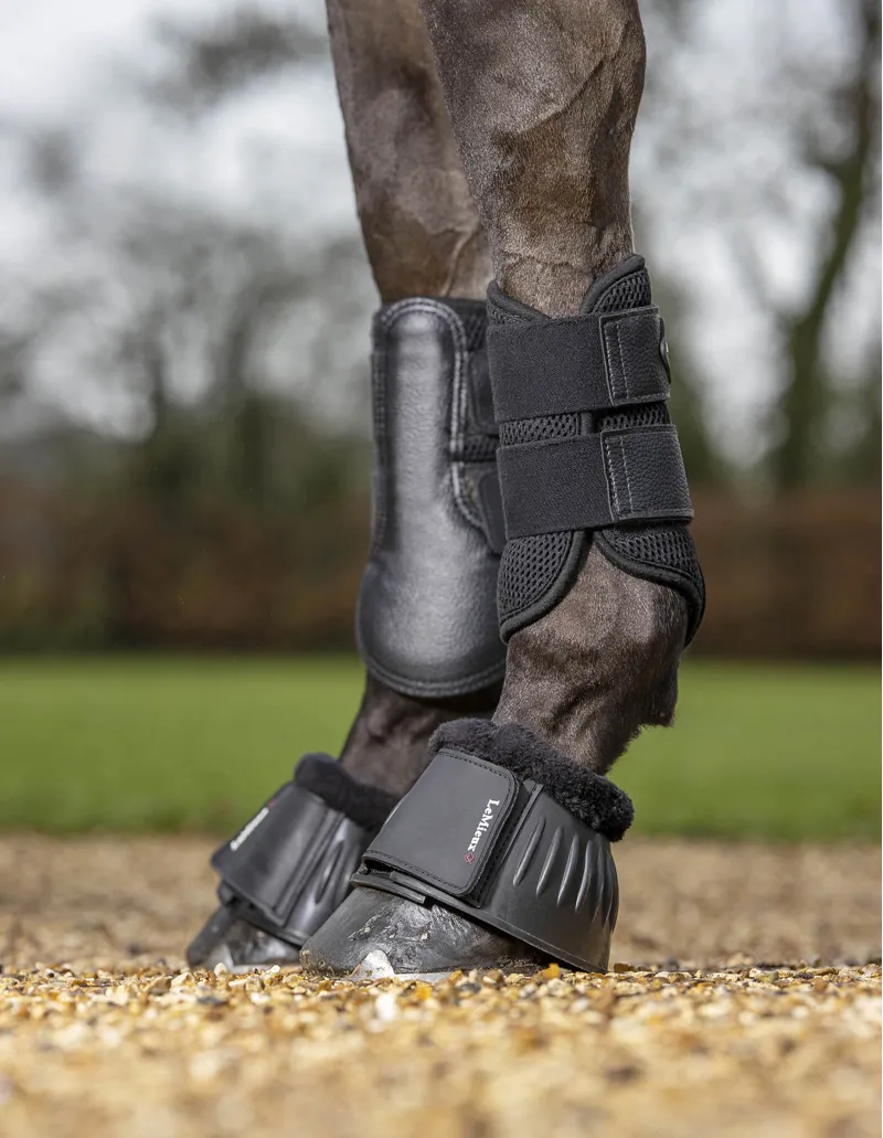 LeMieux Rubber Bell Boots With Fleece Trim Black-1