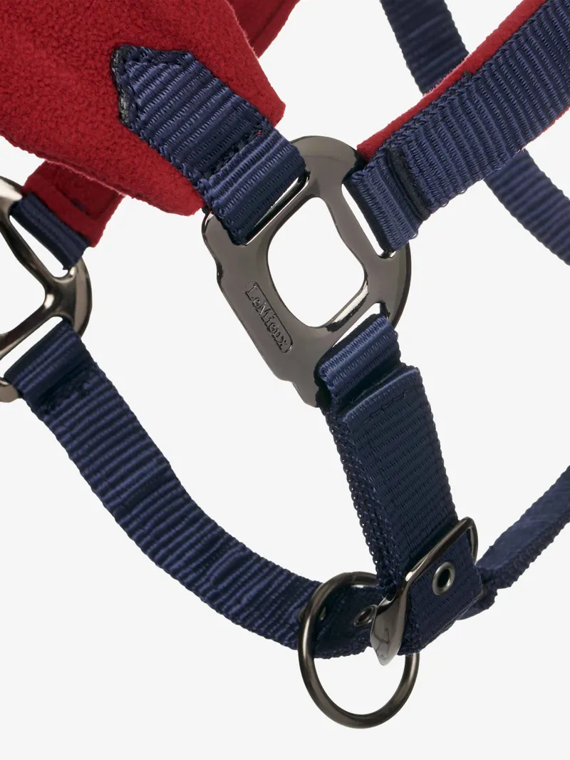 LeMieux Vogue Fleece Headcollar  and Leadrope Burgandy Navy-6