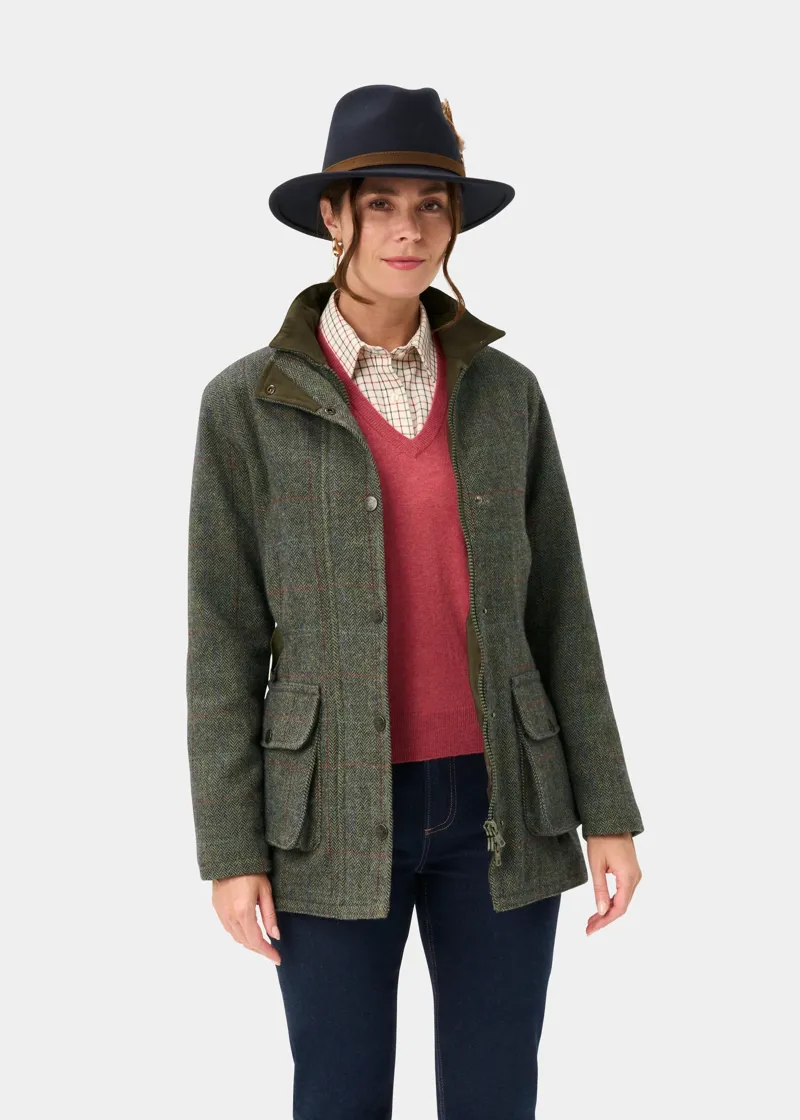 Alan Paine Ladies Rutland Tweed Waterproof Coat Juniper-5
