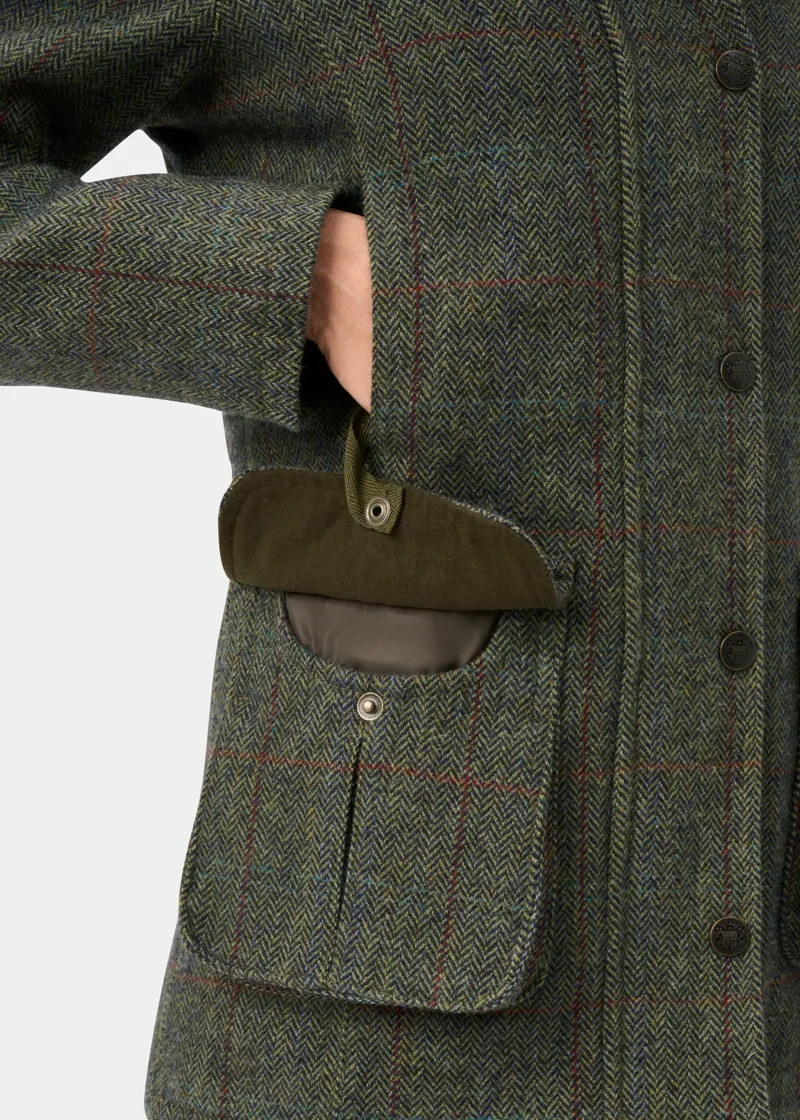 Alan Paine Ladies Rutland Tweed Waterproof Coat Juniper-4