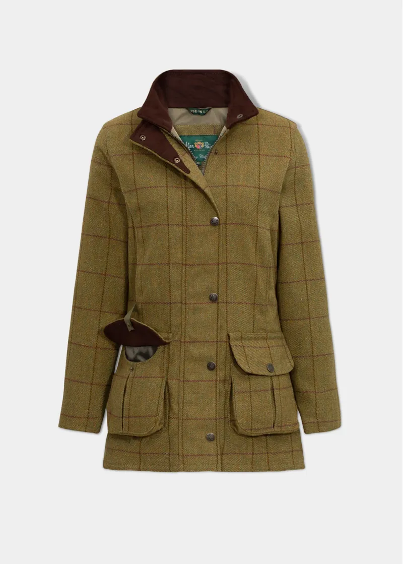 Alan Paine Ladies Rutland Tweed Waterproof Coat Lichen-5