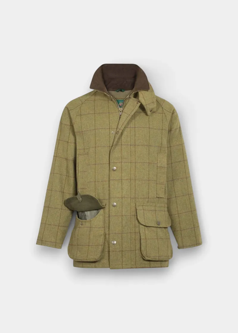 Alan Paine Mens Rutland Tweed Waterproof Shooting Coat Lichen