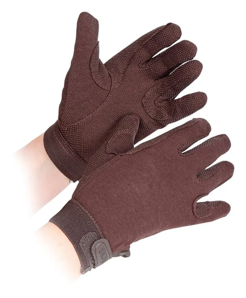 Shires Junior Cotton Pimple Riding GlovesBlack
