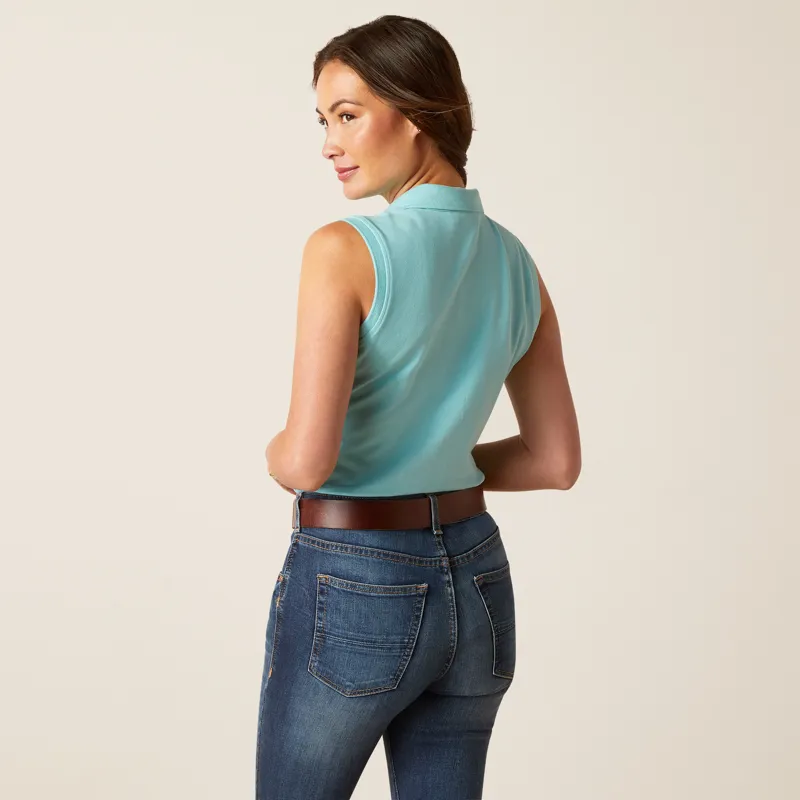 Ariat Ladies Prix 2.0 Sleeveless Polo Shirt Marine Blue-1