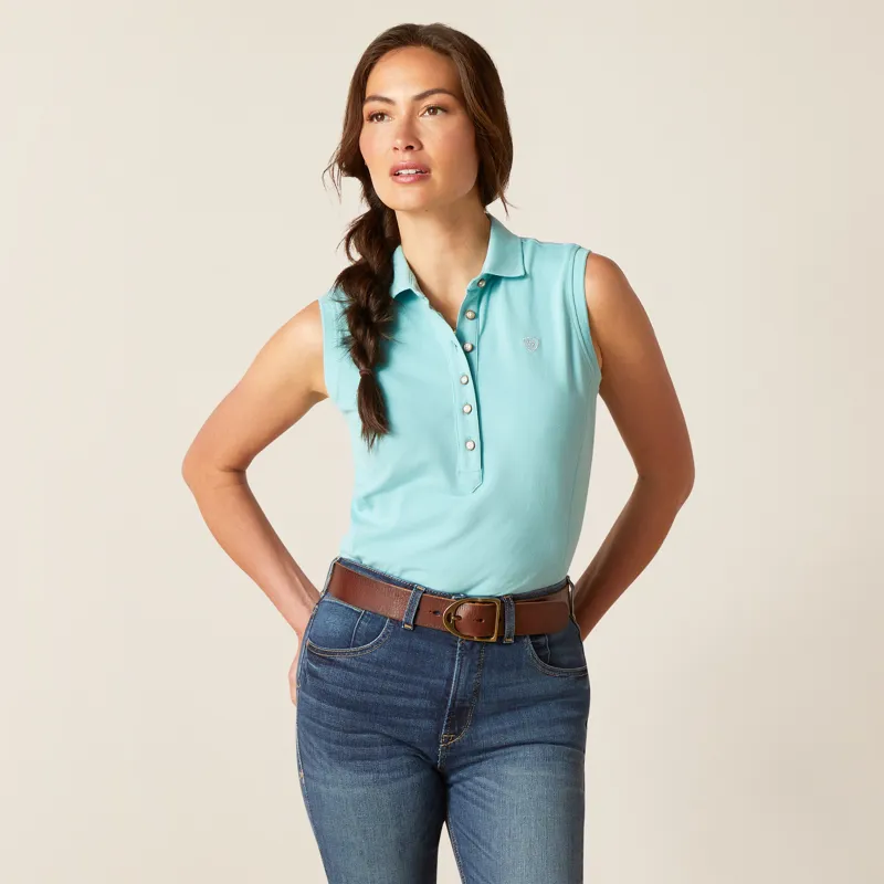 Ariat Ladies Prix 2.0 Sleeveless Polo Shirt Marine Blue-2