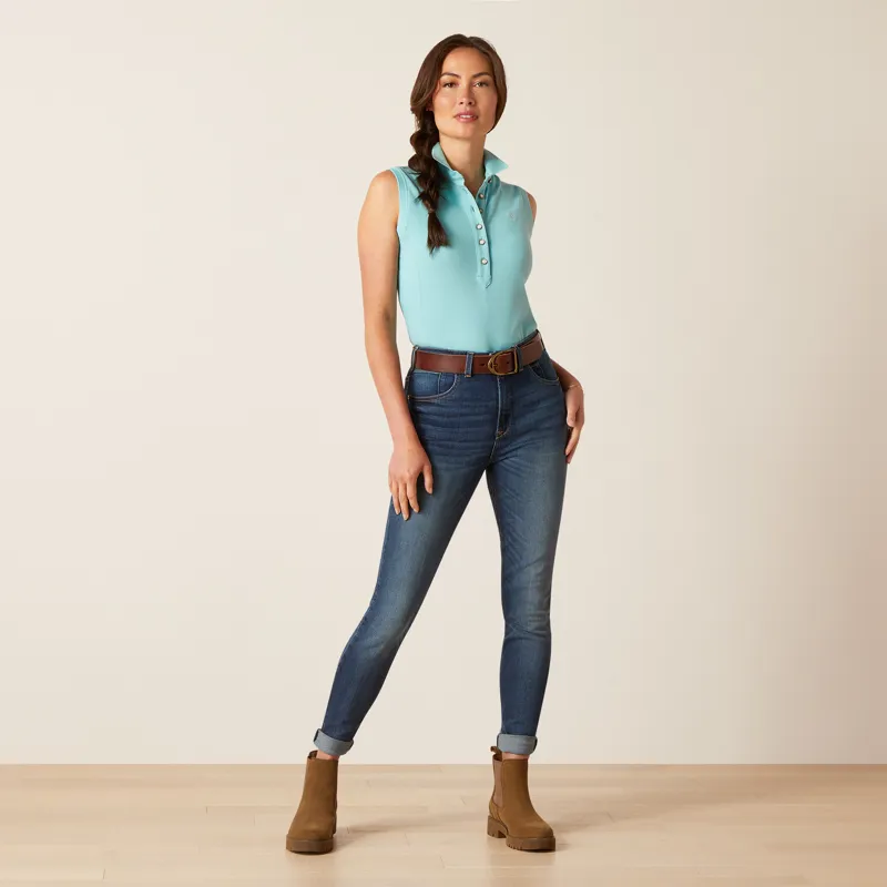 Ariat Ladies Prix 2.0 Sleeveless Polo Shirt Marine Blue-3