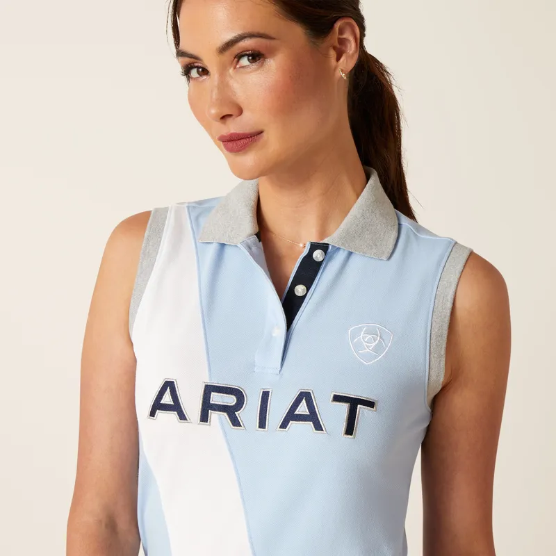 Ariat Ladies Taryn Sleeveless Polo Shirt Chambray Blue