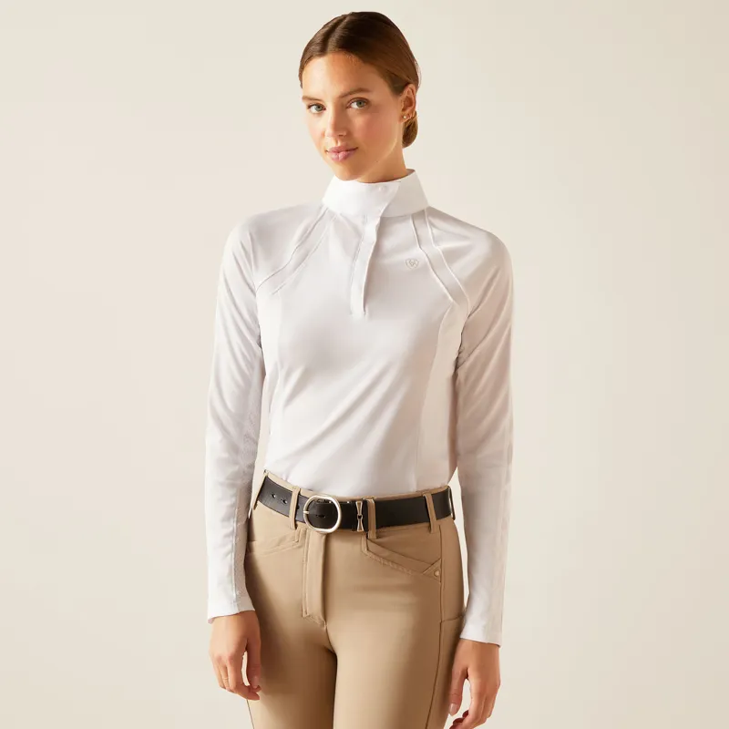 Ariat Ladies Sunstopper 3.0  Long Sleeve Show Shirt White-2